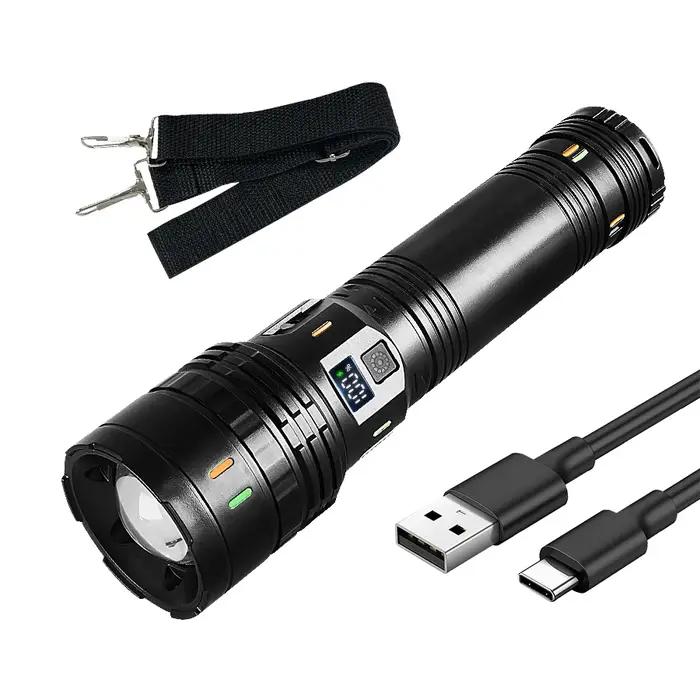 6800000000lm Lampes de poche à LED super puissante 15000mah Batterie intégrée Zoom de torche rechargeable 4 km Strong
