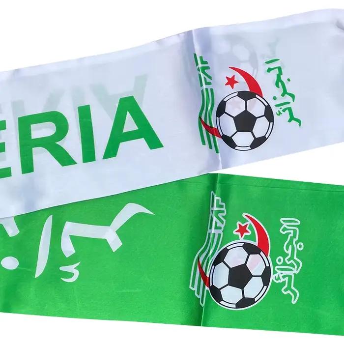 Echarpe drapeau algérien personnalisée equipe de football imprimée en satin polartec pour decoration maison et célébrations patriotes