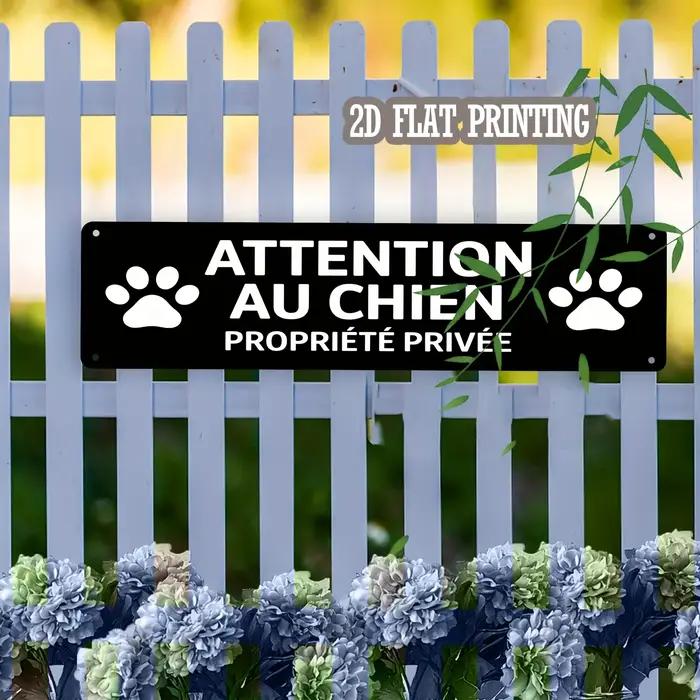 Panneau en métal « ATTENTION AU CHIEN PROPRETÉ PRIVÉE » – Décoration murale