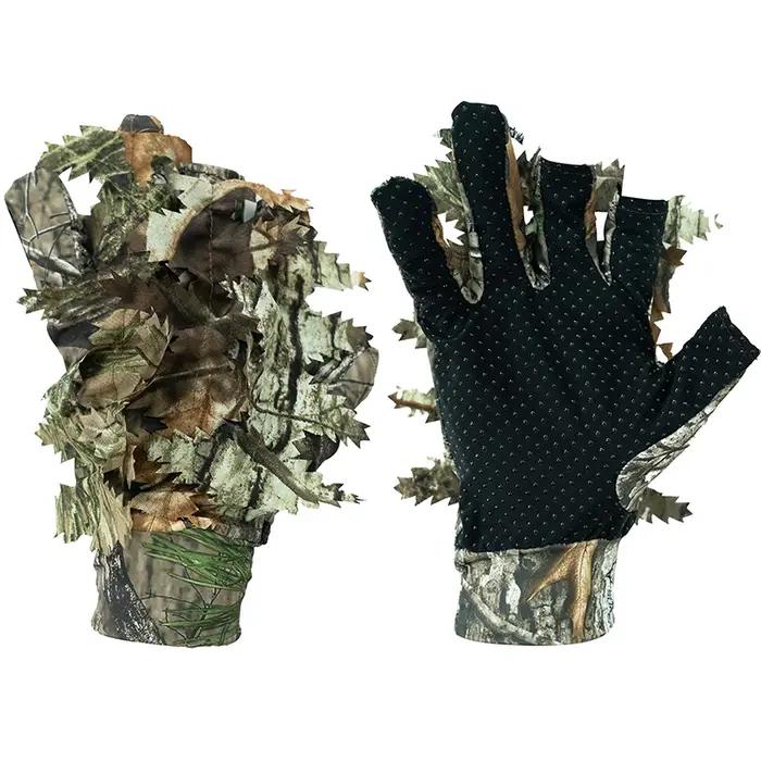 Gants camouflage bionique arbre pour chasse, pêche et observation d'oiseaux - antidérapants et fins