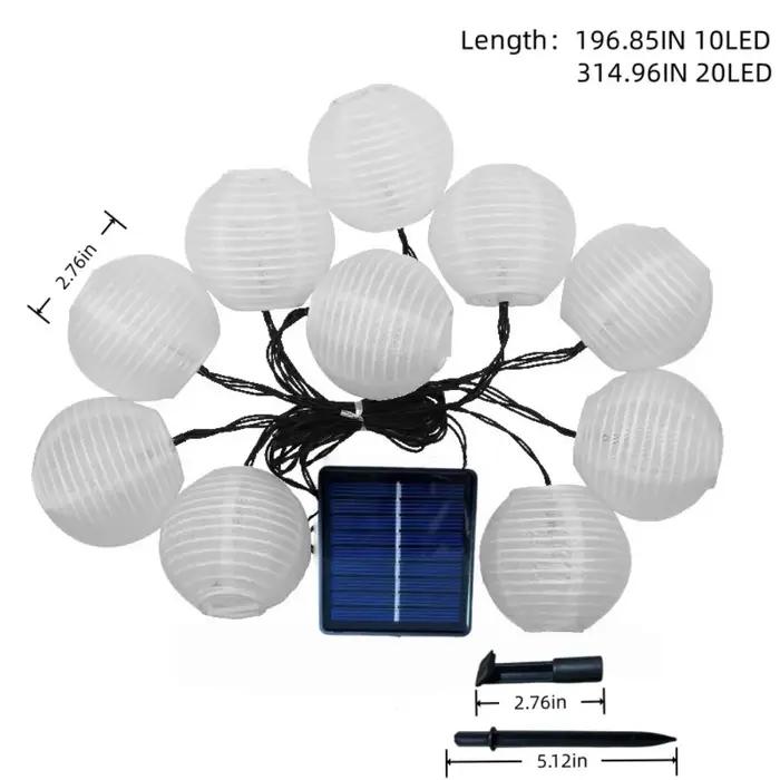 Guirlande de lanterne solaire blanche 5M10LED/8M20LED, avec 8 modes d'éclairage, adaptée à la décora