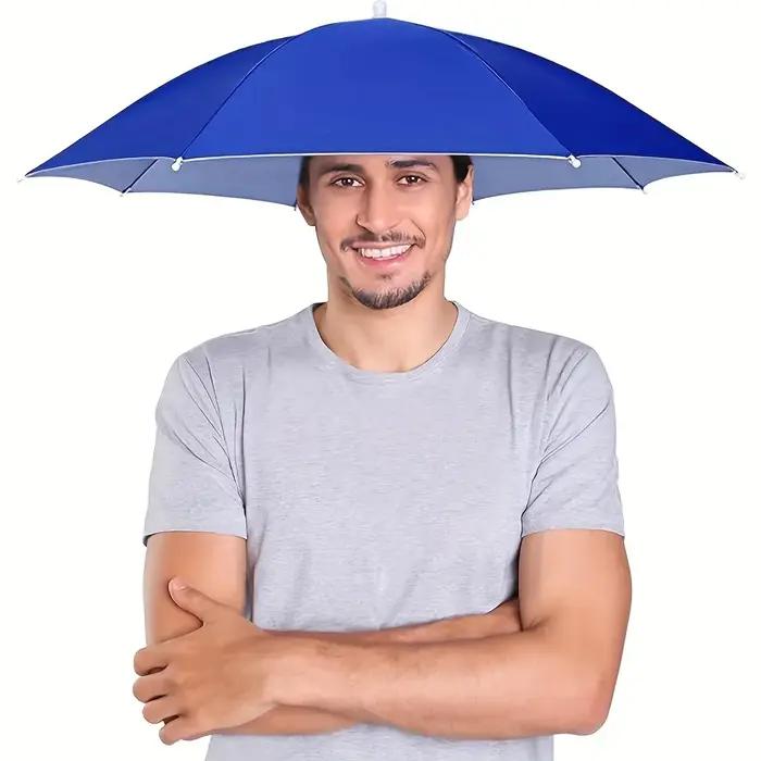 Chapeau parapluie parapluie monté sur la tête, protection de la pluie et du soleil d'été, chapeau parapluie de pêche en plein air, chapeau parapluie porté sur la tête