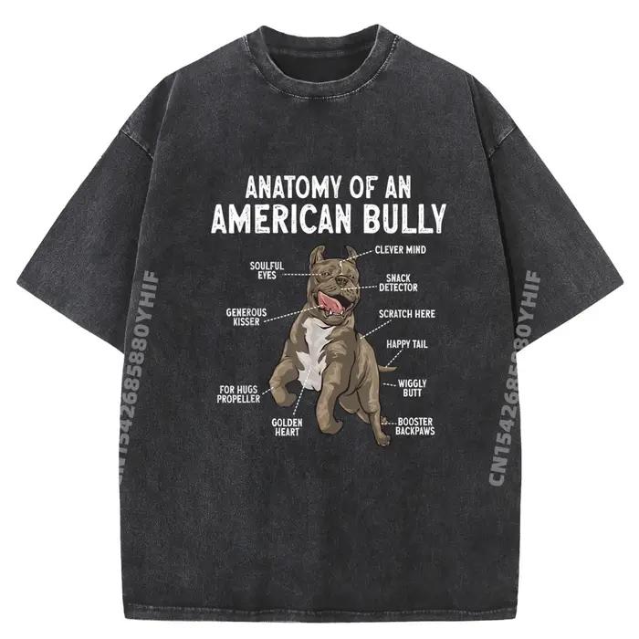 American Bully Dog Anatomy Of An American Bully T-shirts graphiques bleus et blancs Camisas De Hombre Normal