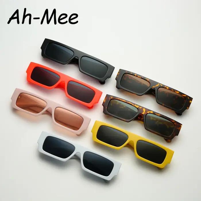 Lunettes de soleil carrées pour homme et femme - Monture étroite vintage jaune noir style steampunk vélo