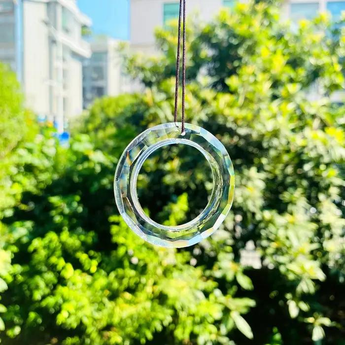Muy Bien 50mm cercle capteur de soleil prismes en cristal bague en verre à facettes lustre cristaux