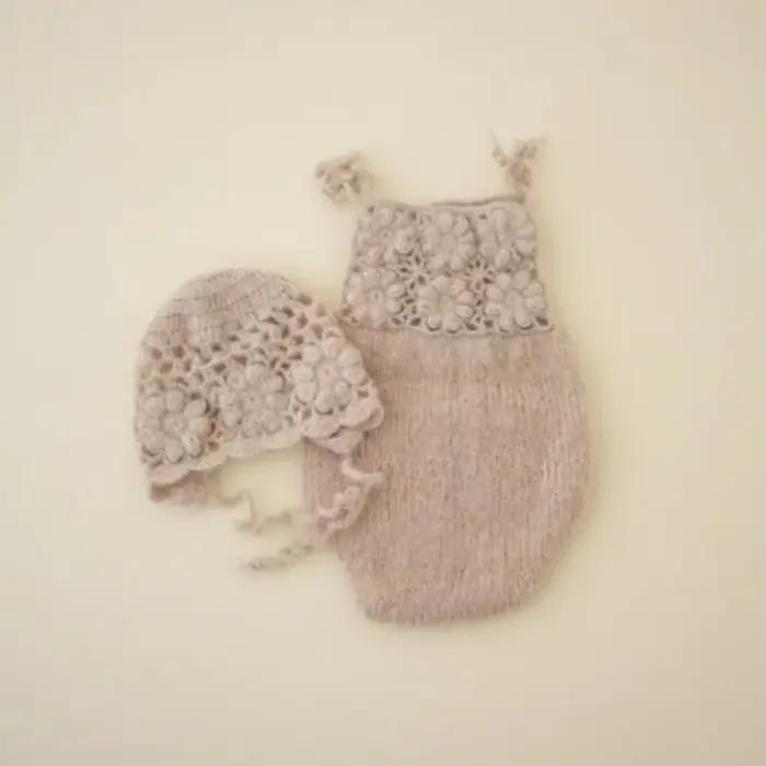 Barboteuse en mohair pour bébé, accessoires de photographie pour nouveau-nés, vêtements photo faits