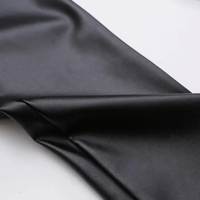 Pantalon en cuir pour hommes, coupe slim, élastique, mode, pantalon de motard en cuir PU, pantalon d