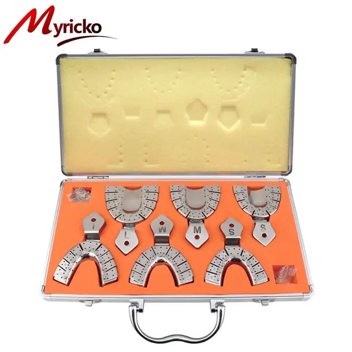 Équipement de laboratoire de dentiste: plateaux d'empreintes dentaires en acier inoxydable 6 pièces/ensemble, porte-dents autoclavable supérieur et inférieur