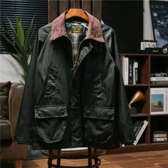 Veste coupe-vent imperméable homme style anglais col rabattu matériau coton pour automne hiver et printemps occasions décontractées