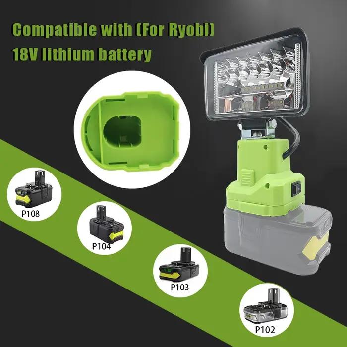Lampe de travail d'alarme LED, torche électrique, projecteur, lampe de voiture pour RYOBI 14.4V 18V,