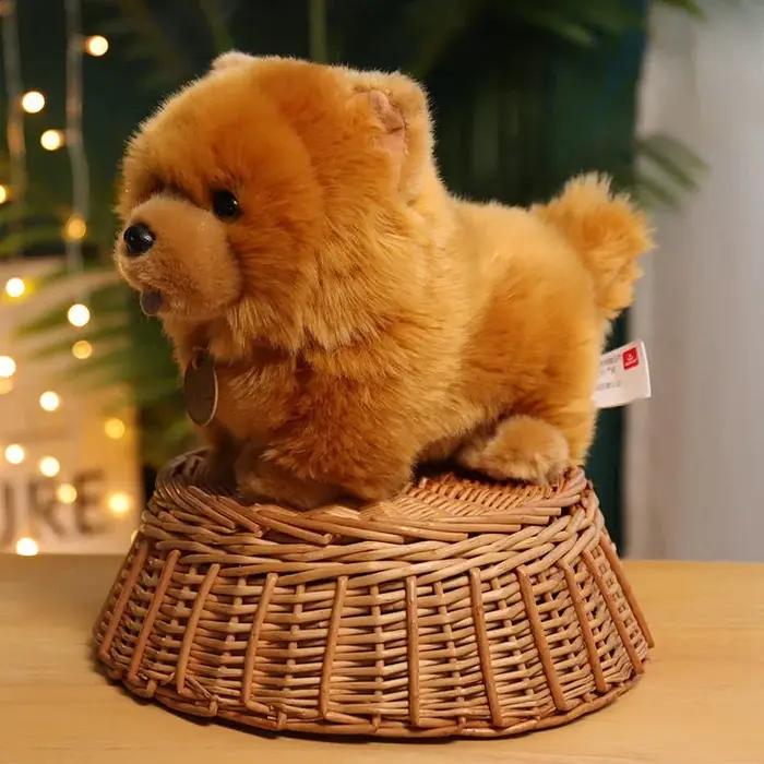 Aurora Chow Chow poupée Frise chiot en peluche chien en peluche poupée jouet fiable mignon Simulation animaux moelleux poupées cadeaux de noël