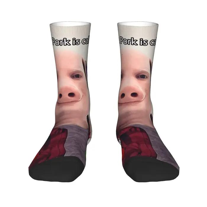 Chaussettes John Pork Is Calling - Drôles et originales pour hommes et femmes - Chaussettes d'hiver chaudes anti-dérapantes