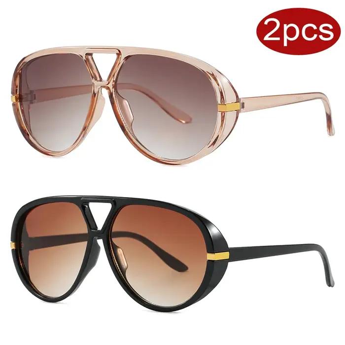 Lunettes de soleil surdimensionnées vintage pour femme - Style punk double branche protection UV chasse randonnée