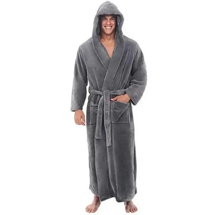 Peignoir Luxueux à Capuche pour Homme, en Peluche, avec Ceinture Réglable, Ultra Doux, Absorbant, av