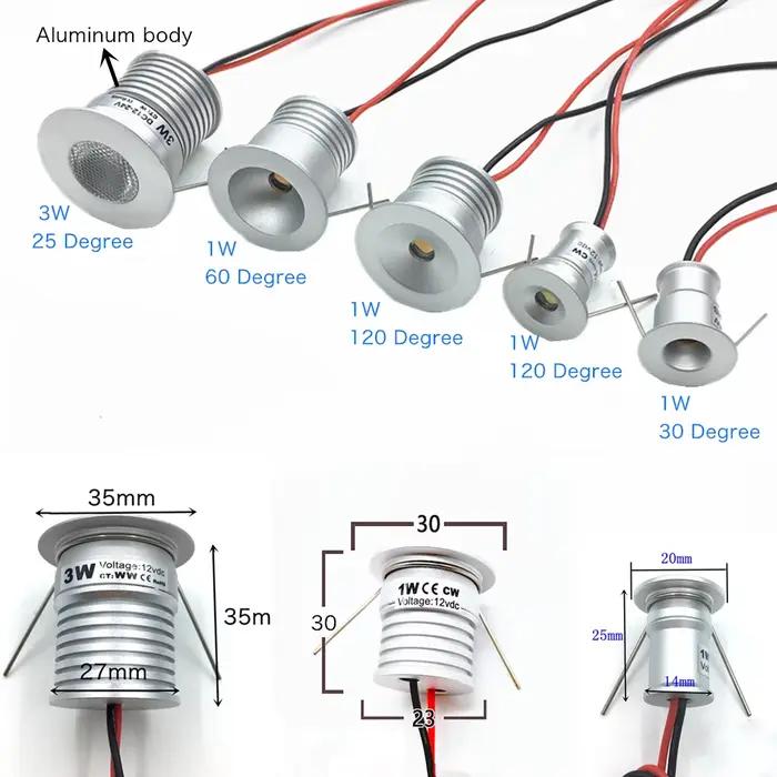 Mini Downlight LED d'intérieur 3W 1W, lumière encastrée à intensité variable, spot de plafond en alu