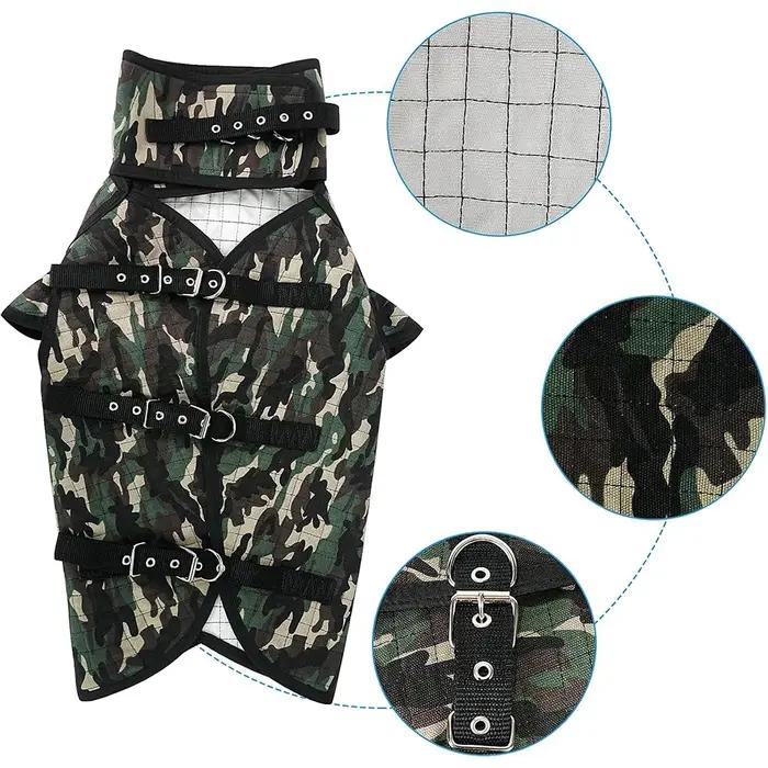 Armure de chien de chasse en lin verte pour protection tout-terrain et toutes les saisons