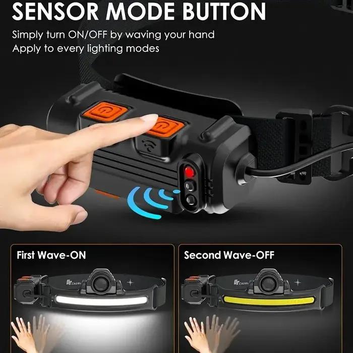 Lampe frontale à Induction XPG + COB LED Zoom lampe frontale batterie intégrée USB Rechargeable 6 Mo