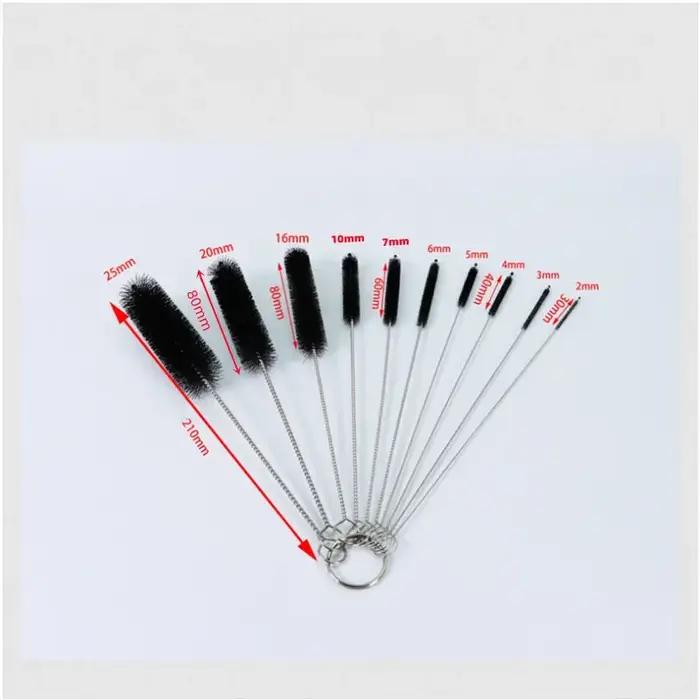 Ensemble de 10 brosses à cheveux souples en acier inoxydable, Tube à essai, brosse à biberon multifo