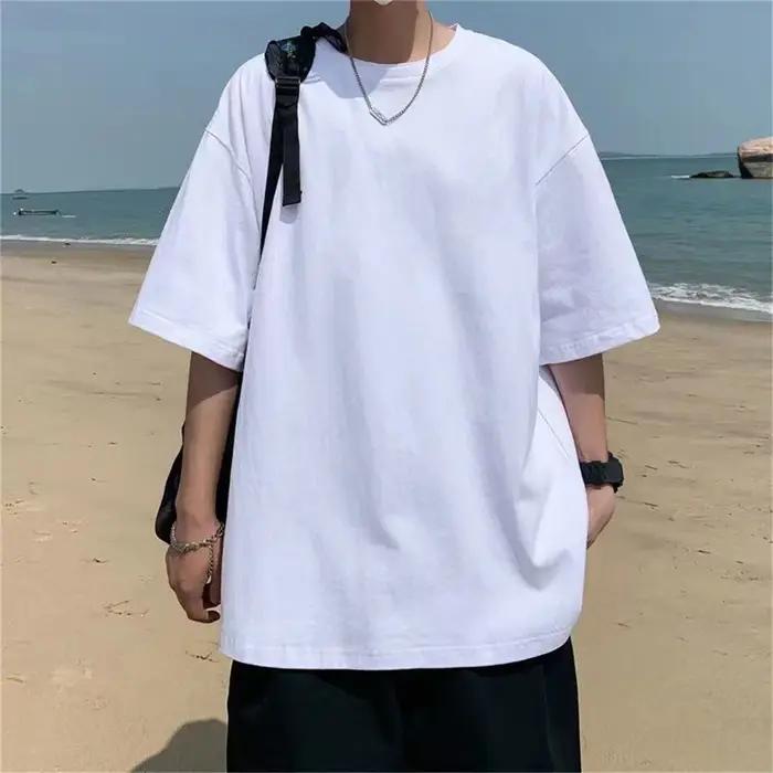 Mode solide Polyester T-shirts pour hommes t-shirt de base t-shirt décontracté hauts surdimensionnés qualité unisexe T-shirts courts T-shirts hommes vêtements