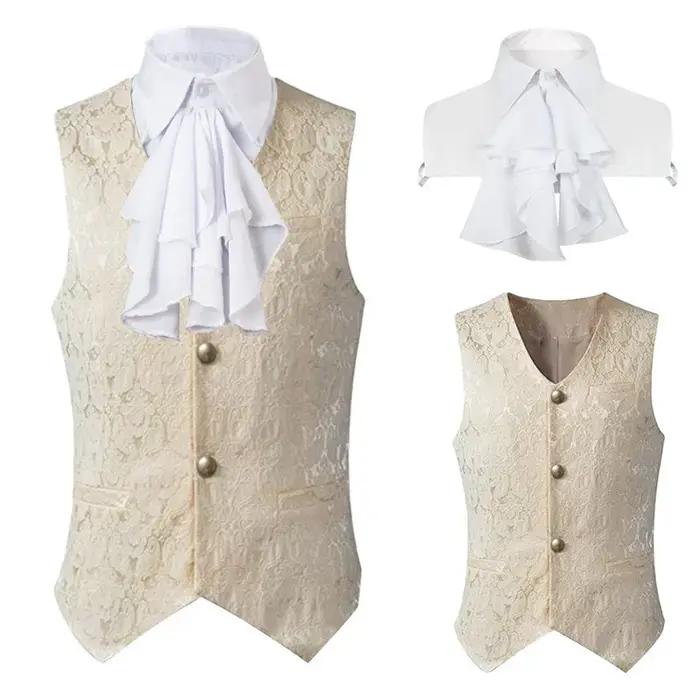 Gilet Steampunk Renaissance pour hommes, manteau gothique Jacquard, simple boutonnage, robe formelle