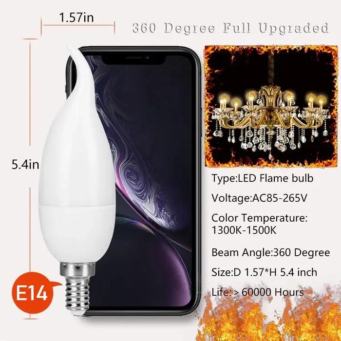 E14 Led ampoules de flamme simulée 7W 9W E27 85-265V 220V lampe de maïs scintillante LED bougie effe