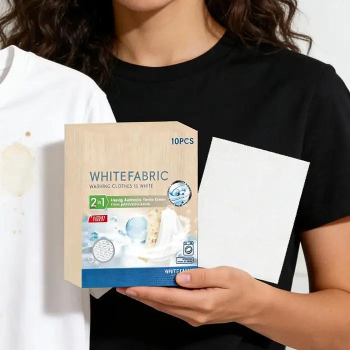 10 feuilles de blanchissant textile blanc pour machine à laver