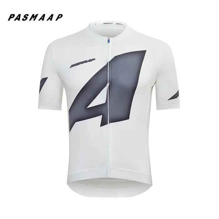 Maillot de cyclisme PASMAAP pour homme polyesters séchage rapide anti-transpiration poche intégrée pour randonnées et courses de vélo