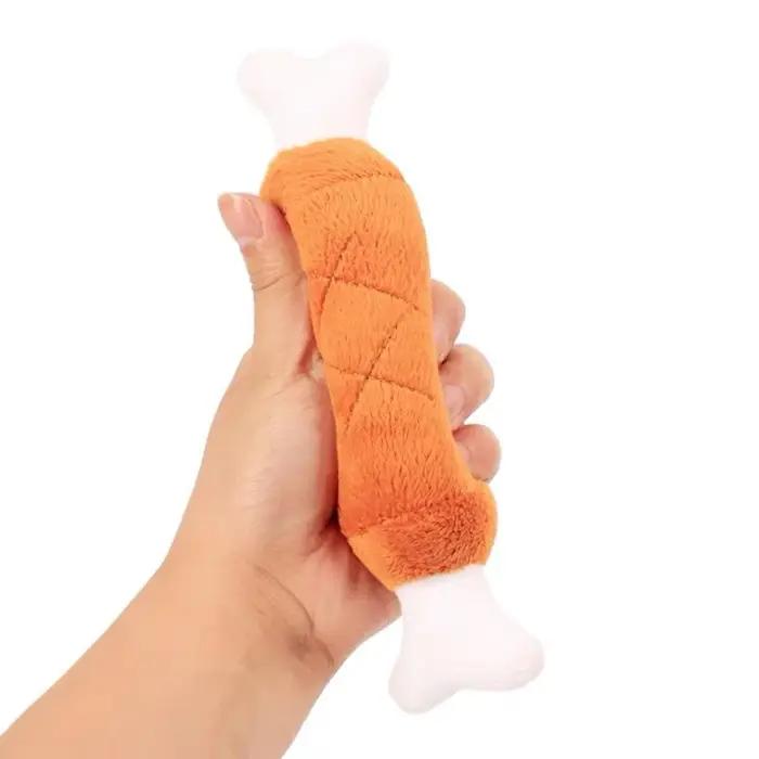 Jouet couineur pour chien en forme de jambe de poulet, jouet en peluche pour animaux de compagnie, p