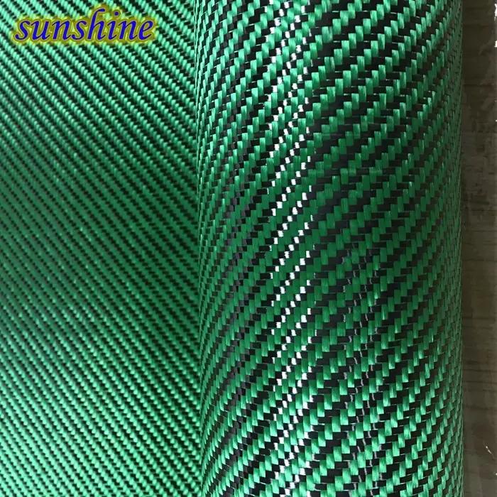 Tissu hybride en fibre d'aramide et carbone vert