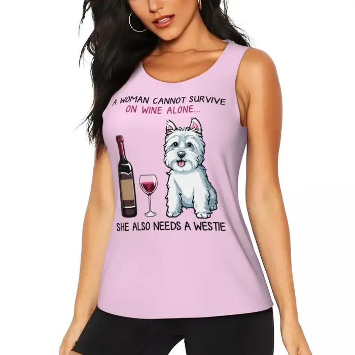 Chemise de yoga de dessin animé drôle de chien personnalisé pour les femmes, West Highland, White Te