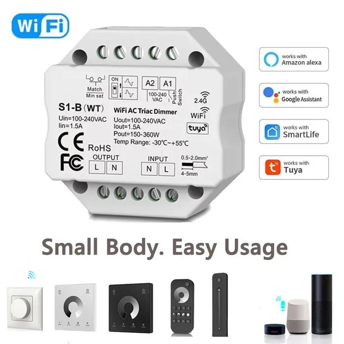 Tuya Smart Life WiFi RF AC Triac variateur LED de contrôle interrupteur poussoir 110V 220V 230V télé