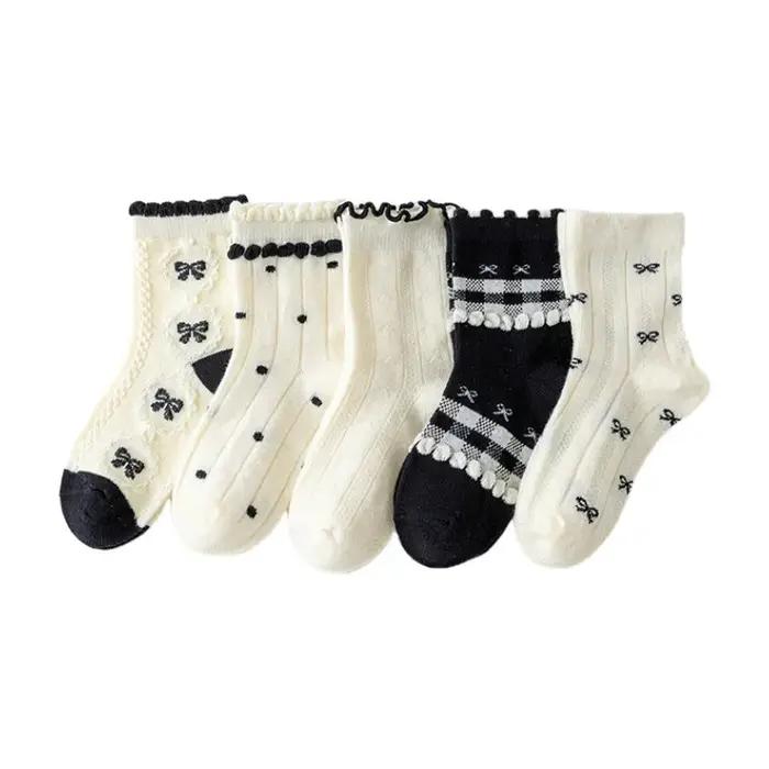 Chaussettes en coton solide pour enfants filles