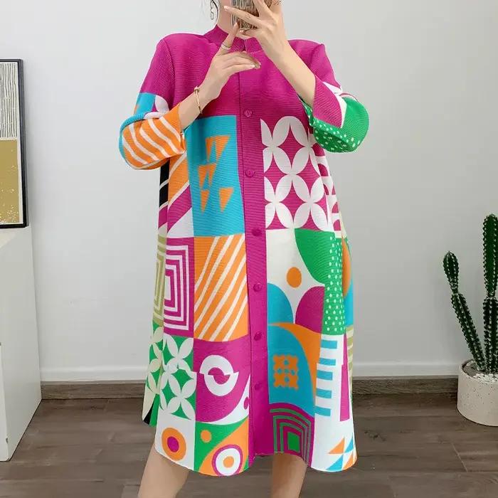 Robe Impact Factor élégante en polyester ample pour femmes, style bureau dame, mi-mollets, décolleté col rabattu, haute élasticité, tricotée, polyvalente pour toutes les saisons