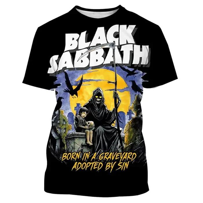 Été nouveau à la mode Black Sabbath hommes 3D imprimé T-shirt Hip Hop décontracté Cool à manches cou