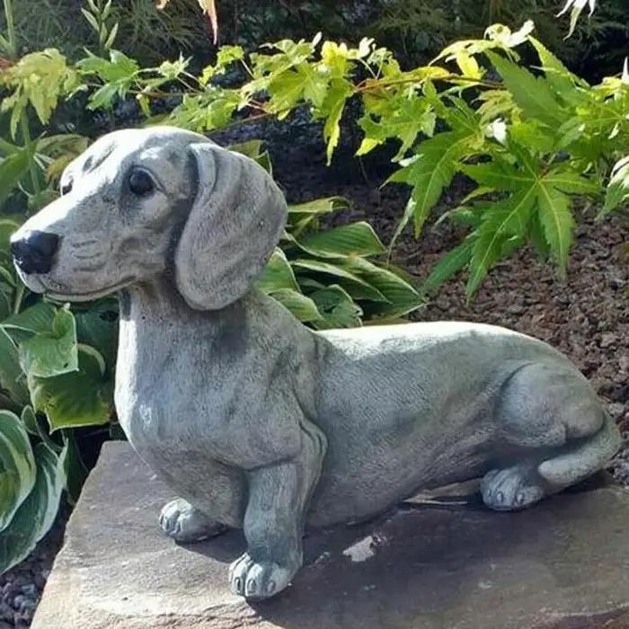 Statue de Teckel pour Décoration de Jardin, Figurines de Chien Commémoratif, Accessoires d'Extérieur