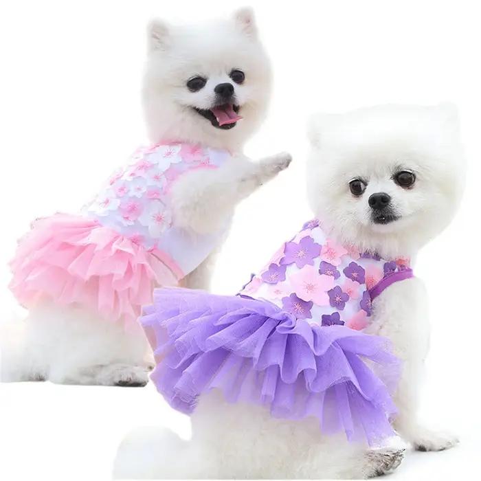 Robe florale pour chien pour petites races – Polyester tissé, style pull, vêtements respirants pour