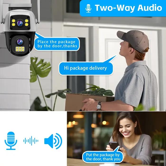 Caméra surveillance 4G 8MP double écran - Détection humaine PTZ wifi extérieur sécurité maison