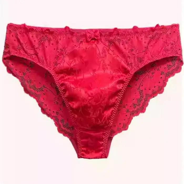 Sous-vêtements Sexy en soie pour hommes, toucher soyeux, soie de mûrier rouge, confortable, taille b