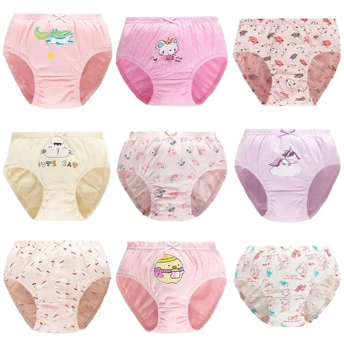 Lot de 5/10 culottes confortables en coton pour enfants et filles, sous-vêtements doux et mignons av