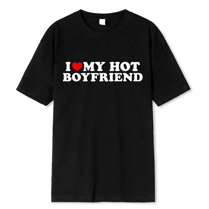 J'aime ma petite amie chaude petit ami t-shirt en coton de haute qualité Manga bande dessinée été hommes