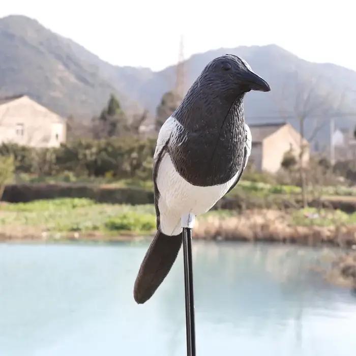 Leurre pie plastique flocké pour chasse - Statue effrayante oiseaux et décoration de jardin extérieur