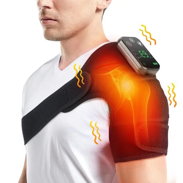 Masseur d'épaule chauffant avec support sans fil réglable pour épaules bras et jambes soulagement tension musculaire et amélioration circulation sanguine occassions spéciales à offrir