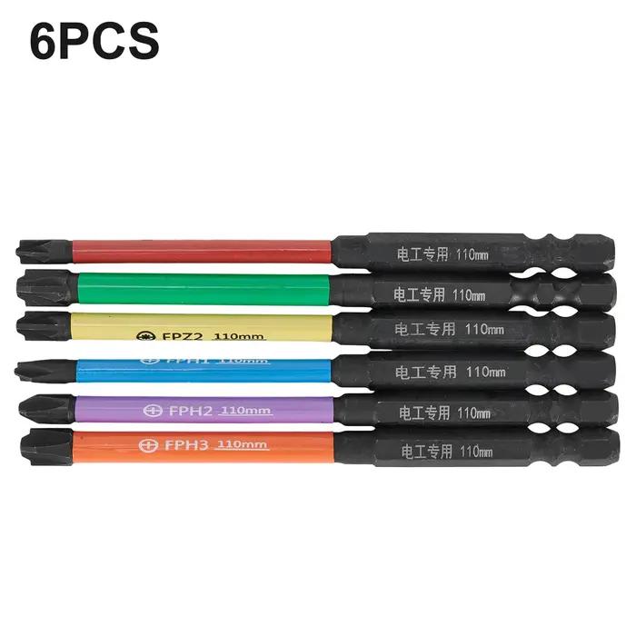 Embout de tournevis croisé magnétique à fente spéciale de 110mm, 6 pièces, pour panneaux de prise de