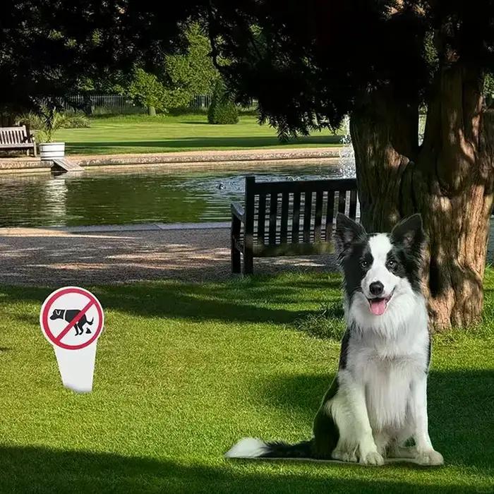 Panneau en plastique « Pas de crottes de chien » – Avertissement de propreté pour jardin