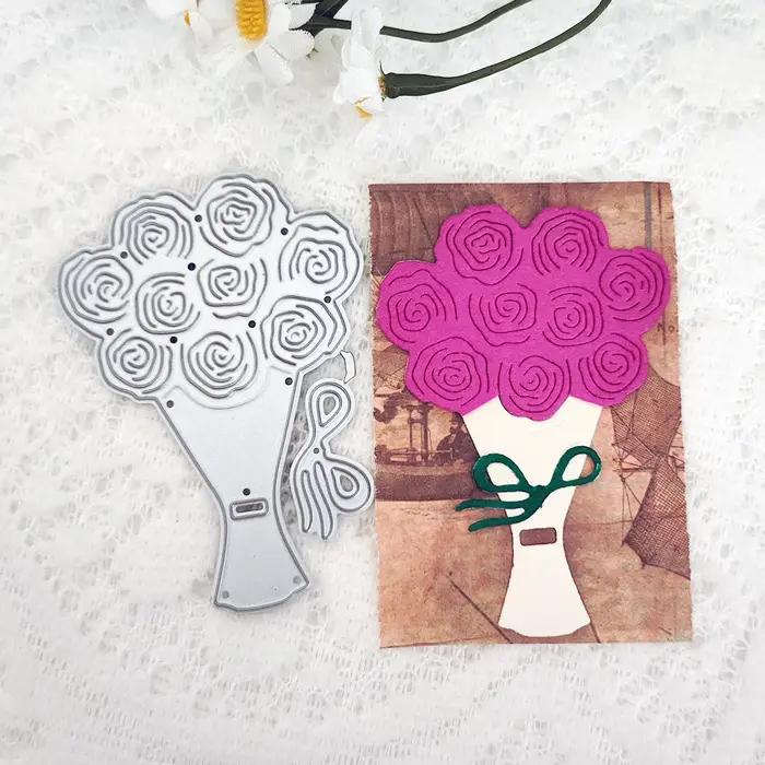 Papillon chiot chien Bouquet de fleurs nuage oiseaux matrices de découpe en métal pour bricolage Scrapbooking Album artisanat carte fabrication