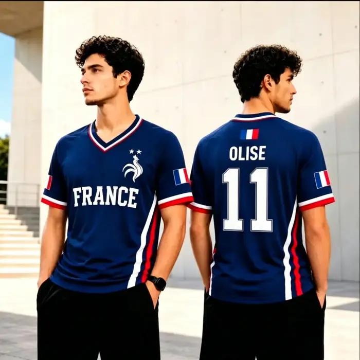 T-shirt de sport aux couleurs nationales françaises