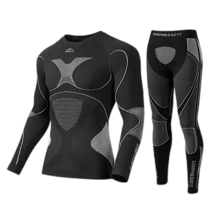 Sous-vêtements de moto slim à séchage rapide pour hommes et femmes, maillot et pantalon de course, vêtements de moto chauds imbibés, vêtements d'équitation et de ski