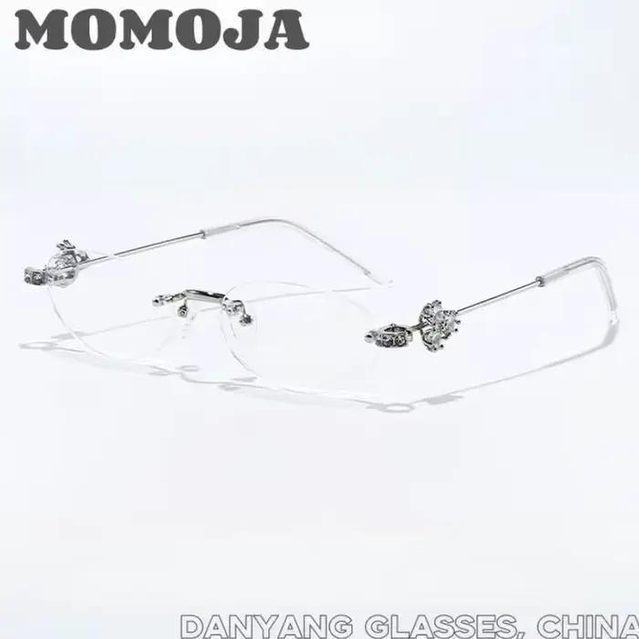 MOMOJA femmes luxe petites lunettes ovales cadre sans monture monture lunettes Ultra léger haute qua