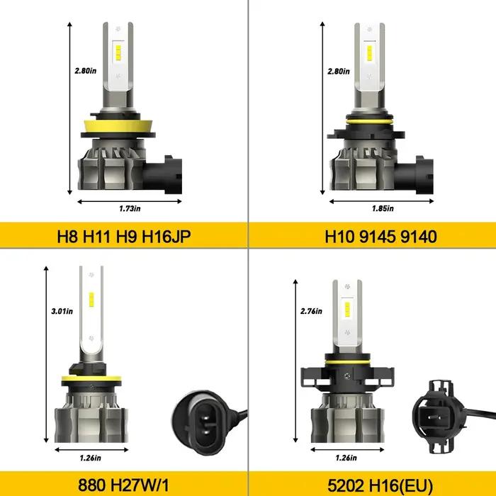 AUXITO 2 pièces H8 H11 LED Canbus sans erreur H10 9145 H16 5202 H27 880 LED ampoule antibrouillard d