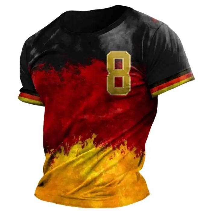T-shirt à manches courtes et col rond pour homme, streetwear, été, taille 5XL, polyester et élasthanne, respirant et évacuant l'humidité, pour les activités quotidiennes et les sorties entre amis
